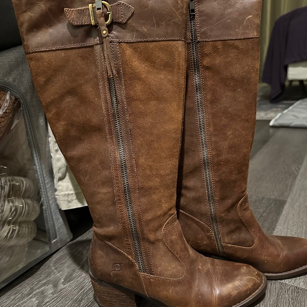 Chocolate Brown suede knee high boots